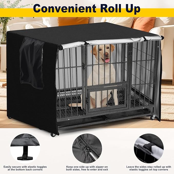 DEROFIT Dog Crate Cover for 49 Inches Wire Cage, 49L x 31W x 33H inch Heavy Duty Lattice Pet Kennel Covers for Medium Medium and Large Metal Crate, Heavy Duty Oxford Fabric, Machine Wash