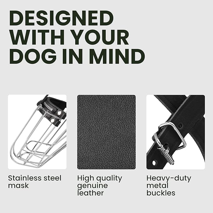 BRONZEDOG Dog Muzzle Wire Basket Metal Mask for Small, Medium and Large Dogs, Breathable, Dog can Drink, Adjustable, Padded, Training, Prevents Biting (Size 4: Pitbull & Amstaff)