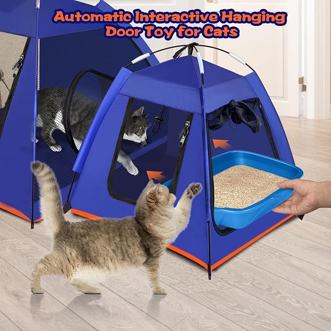 Cat Playpen Tent 2 Pack Puppy Kitten Tent with Passageway Separate Areas Fiberglass Pole Bracket 2Pcs Pet Kennel Cat Houses Cat Cage Outdoor Dog Portable Exercise Tent for Camping