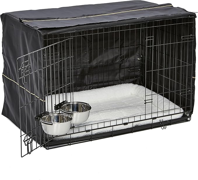 Midwest Homes for Pets 2 Door iCrate Pet Bed, Cover & 2 Bowls, 36" Kit/Medium/Large Dog Breed
