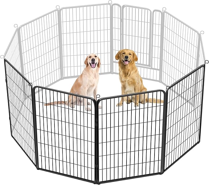 Dog Playpen, 40 inch Height 4 Panels Heavy Duty Dog Fence Pet Playpen with Door, Anti-Rust Dog Exercise Pen with Lock, Portable Pet Fence Outdoor for Yard RV Camping