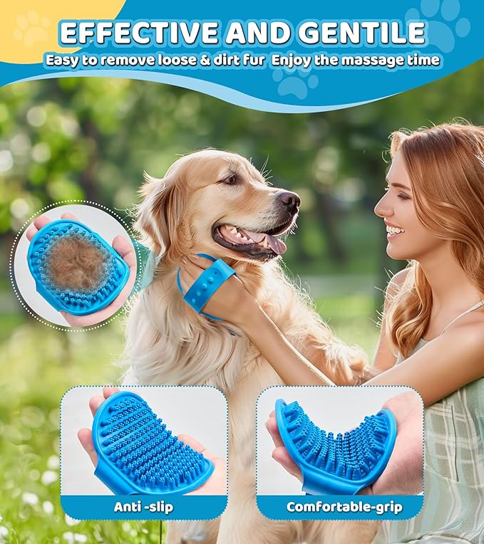 4 Pack Dog Bath Brush – Soft Silicone Pet Shampoo Brush for Dog & Cat Grooming, Massage & Cleaning – Gentle Scrubber for Bathing and Deshedding