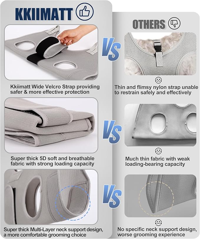 Dog Grooming Hammock, M Dog Hammock for Nail Trim,Silver Gray Dog Grooming Harness Holder Dog Hanger for Nail Trimming with Thick Neck Support