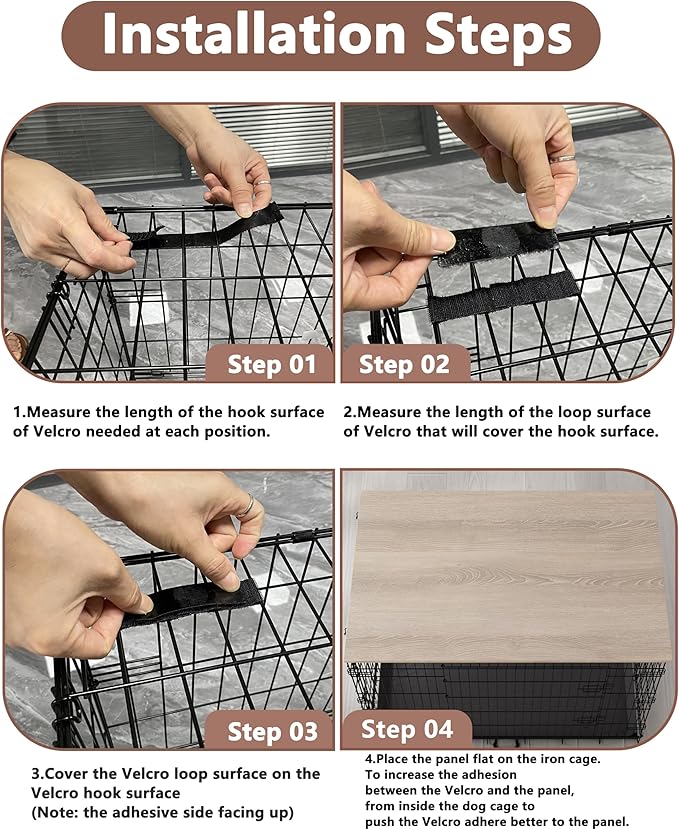 Piskyet Dog Crate Topper Wood Countertop for 48 42 36 30 24 inch Dog Cage, Dog Crate Cover,Dog Kennel Topper, 36" Grey(Crate Not Include)