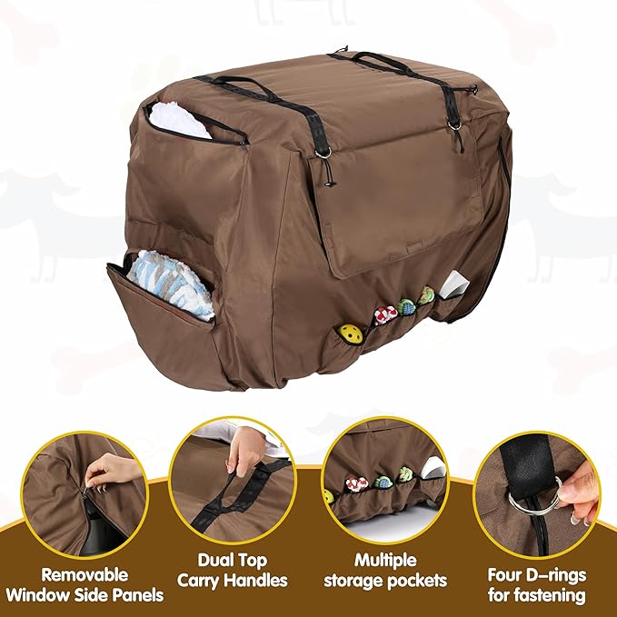 BALAPET Large Thickened Insulated Dog Kennel Cover for Cold Winter, Durable Waterproof Oxford Fabric Pet Crate Cover with Windows, Privacy Cover for Light Reducing Puppy Anxiety, Training Cage Topper