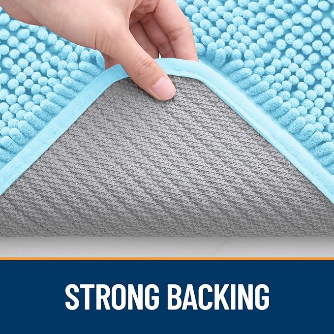 OLANLY Dog Door Mat for Muddy Paws 48x30, Absorbs Moisture and Dirt, Absorbent Non-Slip Washable Mat, Quick Dry Chenille, Mud Mat for Dogs, Entry Indoor Door Mat for Inside Floor, Blue