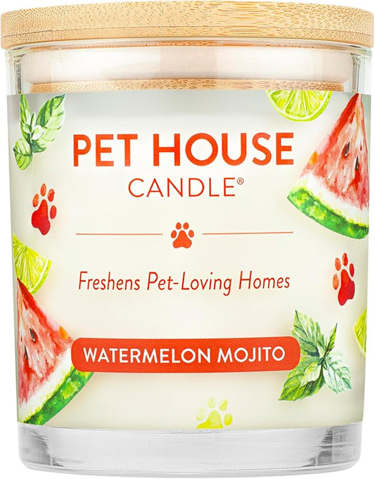 Pet House 9 oz Watermelon Mojito Scented Pet Odor Candle, Clean Burning, Long Lasting, Plant Based Spring, Summer Scented Soy Candle, 60 Hour Burn Time