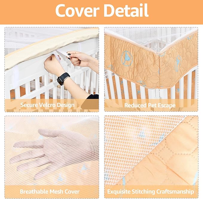 PJYuCien Dog Playpen Bottom Pad and Cover Fits for 36 Inch 4 Panels Exercise Pet Pen, Orange