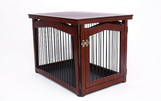 Merry Pet 2-in-1 Configurable Pet Crate and Gate, Brown, Large