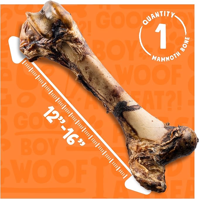 Mammoth Dog Bones for Large Dogs | 16" Long Lasting Dog Bone| Savory Smoked Dog Bones for Aggressive Chewers (1 Pack)