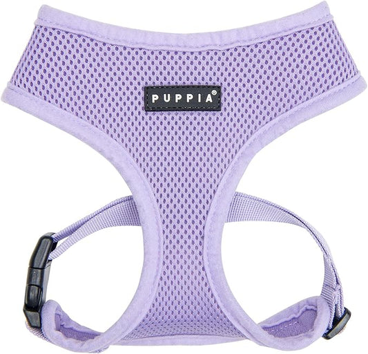 Puppia Soft Dog Harness No Choke Over-The-Head Triple Layered Breathable Mesh Adjustable Chest Belt and Quick-Release Buckle, Violet, Medium