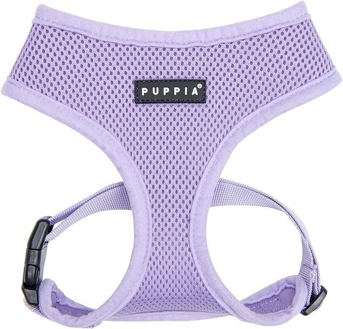 Puppia Soft Dog Harness No Choke Over-The-Head Triple Layered Breathable Mesh Adjustable Chest Belt and Quick-Release Buckle, Violet, Small