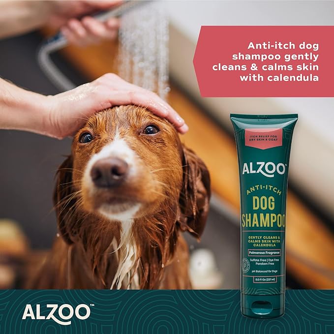 Anti-Itch Shampoo for Dogs, Specially Formulated for Dogs with Dry, Itchy Skin, 100% Plant-Based Active Ingredients, Palmarosa Fragrance, Made in USA, 8 Fl. Oz.