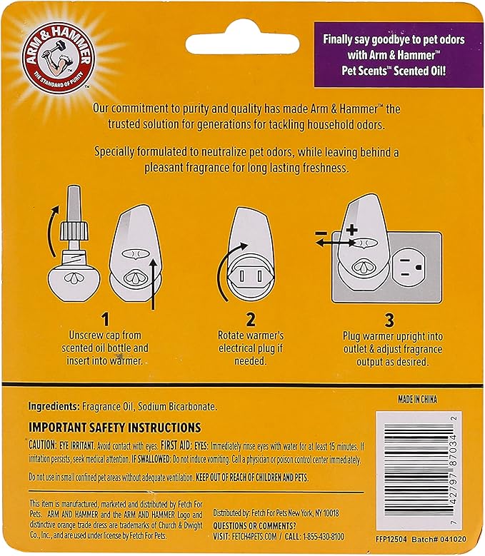 Arm & Hammer For Pets Scents Plug-in Scented Oil Refills in Lavender Fields, 2-Pack | Home Deodorizer For Pet Smells | Room Deodorizer for Homes with Pets, 0.67 Fl Oz x 2