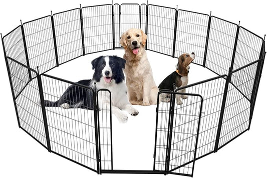 Dog Playpen,40 Inch(H) 42.6 Ft(L) 16 Panels Dog Fence Indoor/Outdoor,Heavy Duty Metal Pet Puppy Exercise Pen, Wide Door Low Threshold,Portable Pet Playpen for Rv Camping Garden Yard
