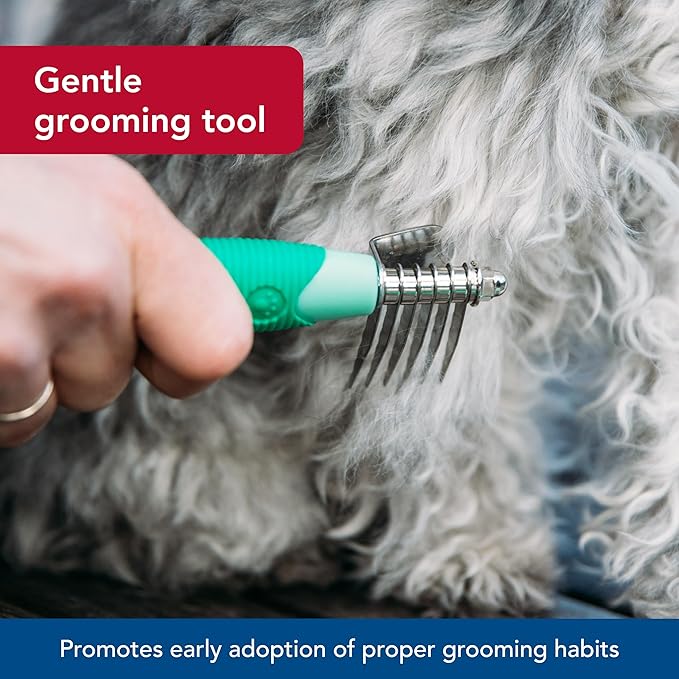 Coastal Pet Li'l Pals Stainless Steel De-Matting Comb - Easy-Grip Handle for Pet Grooming Small Dogs