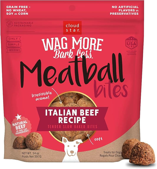 Cloud Star Wag More Bark Less 14 oz Grain Free Meatballs Dog Treats with Beef (19118)