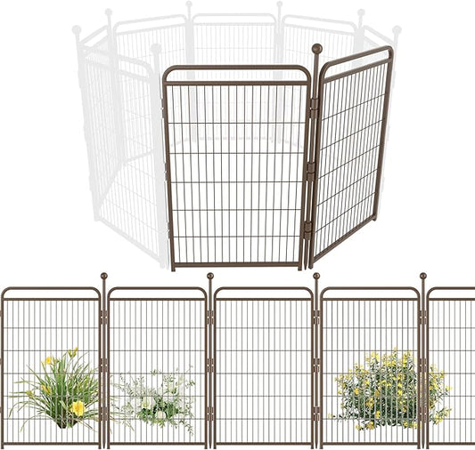 Gardner Pet Dog Playpens, 40" H 2 Add-on Panels for Small/Medium/Large Dogs, Foldable Pet Play Yard Gate Extensions, Pet Playpen, Anti-Rust, Quick Install, Brown
