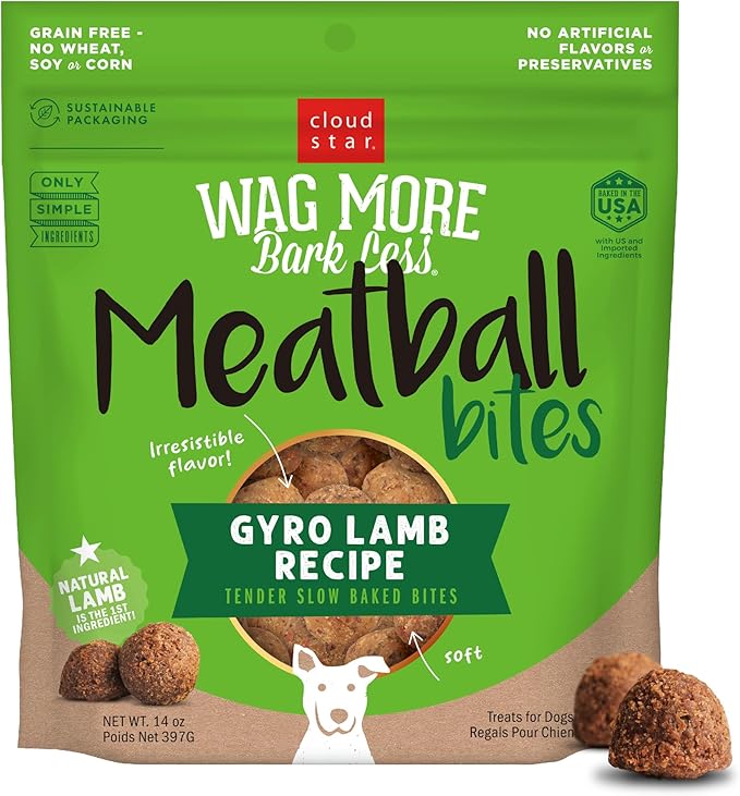 Cloud Star Wag More Bark Less Grain Free Meatballs Lamb Recipe 14 oz.