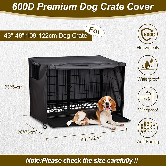 Dog Crate Cover 36 Inch Heavy Duty Durable 600D Polyester Insulated Dog Kennel Cover for Dog Cage, Dog Cage Cover Fit for Most Wire Pet Crates (ONLY Cover)