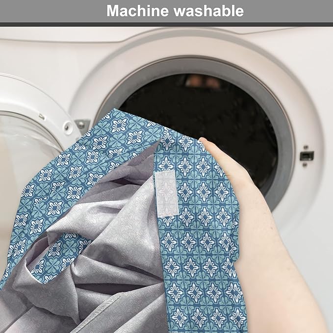 Lunarable Talavera Dog Crate Cover, Folkloric Tile Inspired Pattern of Moroccan Culture Print, Easy to Use Pet Kennel Cover for Small Dogs Puppies Kittens, 18 Inch, Sea Blue Pale Teal