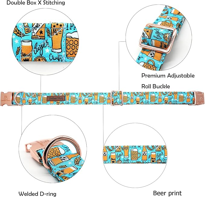 Lionheart glory Dog Collar Blue Dog Collar Summer Dog Collar Party Collar Dog Boy or Girl Soft Durable Adjustable Dog Collars for Large Dogs