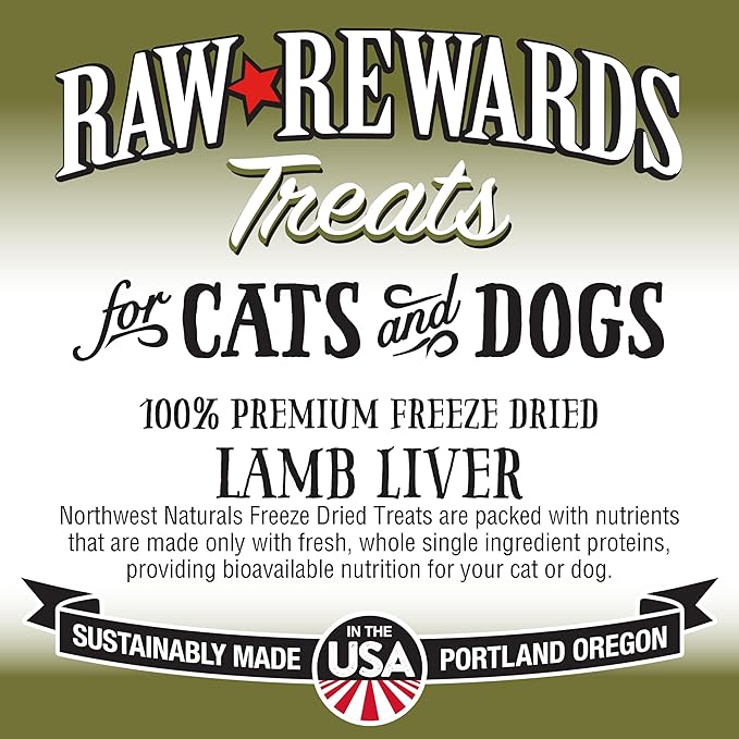Northwest Naturals Raw Rewards Freeze-Dried Lamb Liver Treats for Dogs and Cats - Bite-Sized Pieces - Healthy, 1 Ingredient, Human Grade Pet Food, All Natural - 3 Oz (Pack of 3)