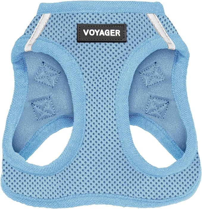 Voyager Step-In Air Dog Harness - All Weather Mesh, Reflective, No Pull Harness for Small, Medium Dogs, Cats - Secure with Hook & Loop Fastener, Buckle, Double D-Rings - Baby Blue, XXS
