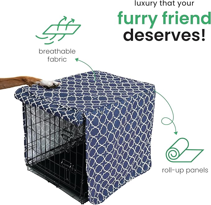 Molly Mutt Romeo & Juliet Dog Crate Cover, 100% Cotton Canvas Cover with 2 Roll-Up Panels, Ideal for Dog or Cat Crate, Durable, Washable, and Free of Harmful Chemicals, 42" x 28" x 31"
