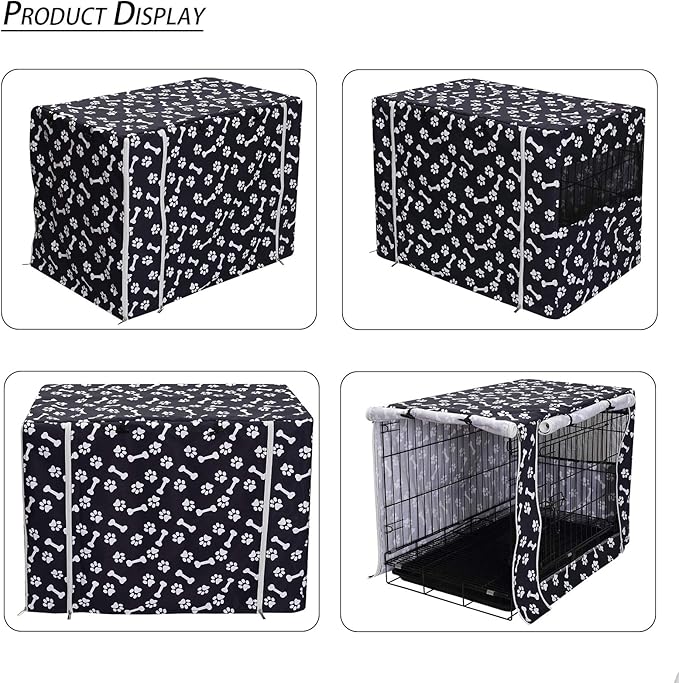 Geyecete Large Dog Crate Cover Fits 24-48 Inch, Black, 48 Inch (Cover Only, Crate Not Included)