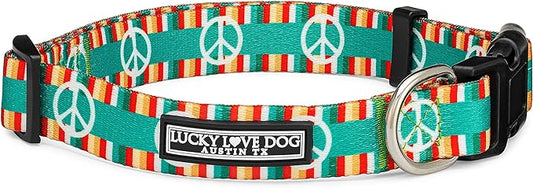 Lucky Love Dog Collar, Collars for Small Dogs, Peace Sign Dog Collar, Easy On & Off Clasp Accessory, Peace On Earth, Small