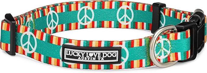 Lucky Love Dog Collar, Dog Collar for Large Dogs, Peace Sign Dog Collar, Easy On & Off Clasp Accessory, Peace On Earth, Large