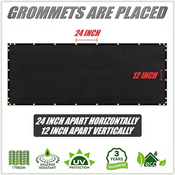 ColourTree 2' x 8' Red Custom Size Shade Cloth with Grommets - 90% Sunblock, Durable Mesh Fabric Tarp for Dog Kennel Cover, Fence Privacy Screen, Greenhouse, Chicken Coop & Pet Playpen