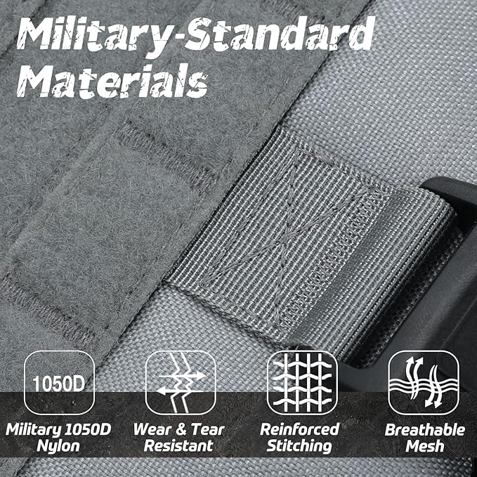 rabbitgoo Tactical Dog Harness for Large Dogs, Heavy Duty Dog Harness with Handle, No-Pull Service Dog Vest Large Breed, Adjustable Military Dog Vest Harness for Training Hunting Walking, Grey, L