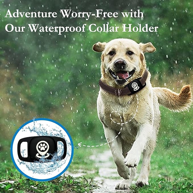 Pet Tracker for Dog, Dog Tracker Smart Pet Location Tracker with Holder, Smart Item Finder, MFi Certificated Dog Tracking Device, No Monthly Fee, Works with Find My - iOS Only - Black Case