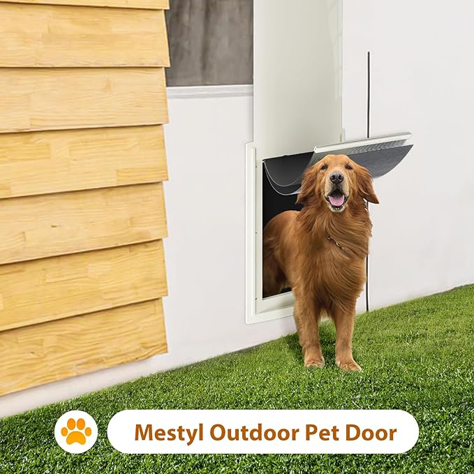 MESTYL Dog Playpen, 40" Height 16 Panels Outdoor/Indoor Pet Play Pen and Dog Door for Wall, Pet Door, Easy to Install
