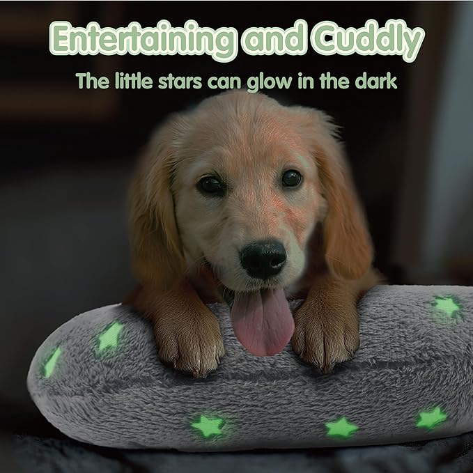 Dog Pillows for Medium Dogs, Glow in The Dark Soft Dog Neck Pillow, U-Shaped Pillow for Cat and Dog, Machine Washable Dog Toy & Dog Birthday Gift (Glow Grey, M)
