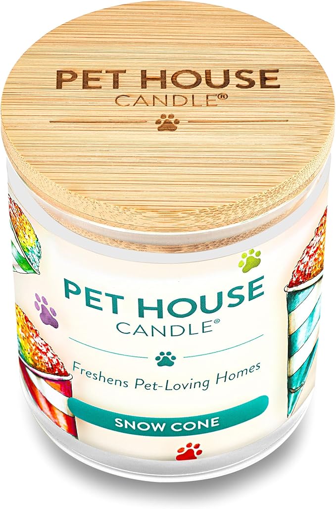 Pet House 9 oz Snow Cone Scented Pet Odor Candle, Clean Burning, Long Lasting, Plant Based Spring, Summer Scented Soy Candle, 60 Hour Burn Time