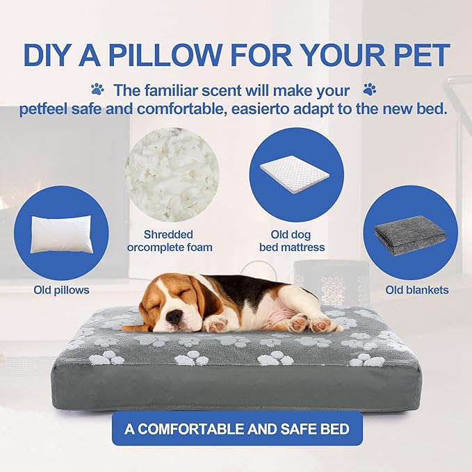BALAPET Dog Bed Covers,Waterproof Dog Bed Cover Pet Bed Cover with Lovely Dog Paw Print and Double-Sided Usable Design,Replacement Machine Washable Pet Hair Easy to Remove,Cover Only(Gray,36*23*3.5in)