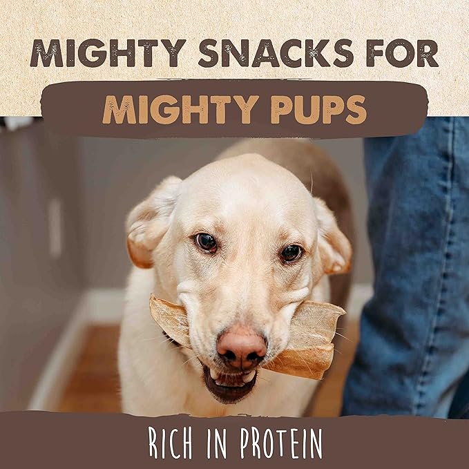 Mighty Paw 100% Natural Unbleached Cow Ears for Dogs - Single Ingredient Dog Chews - Cow Ears for Dogs Chew Treats Suitable for Small, Medium & Large Pets - Cow Ear Dog Chews 12 Pack