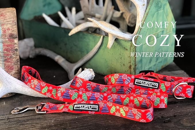Lucky Love Dog, Winter Stocking Caps and Mittens Dog Collar, Snowflakes Collar for Male and Female Dogs - (Extra Small, Chilly Collar)