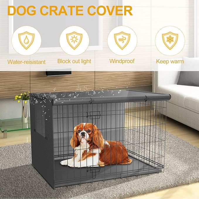 Dog Crate Cover-Double Door,Dog Kennel Cover,Crate Covers for Dog Cages-24 30 36 42 48 inches- Heavy Duty Polyester Pet Kennel Cover Universal Fit for Wire Dog Crate (42.0" L x 28.0" W x 30.0" H)