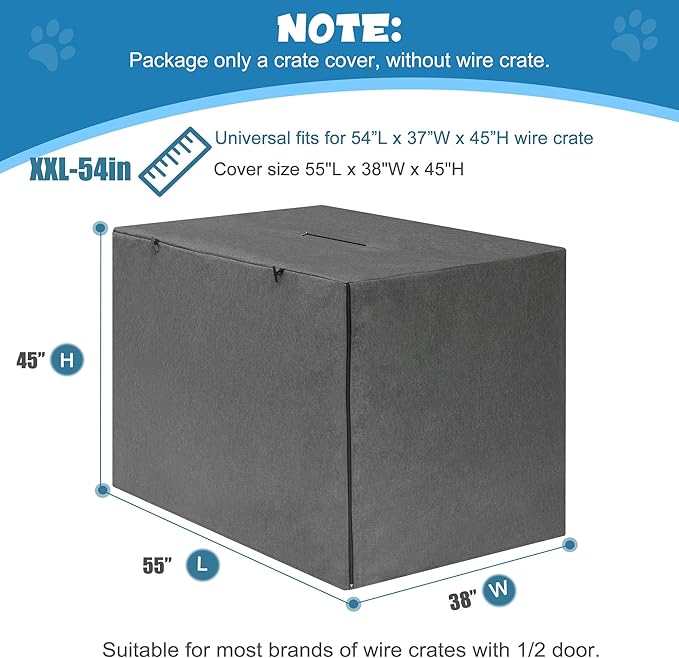 Deblue Indoor 54 Inches Dog Crate Cover, Privacy Durable Polyester Pet Kennel Covers Universal Fit for Wire Crate (Grey)