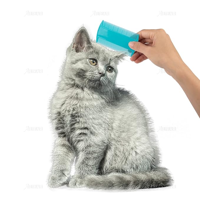 AUEAR, 12 Pack Plastic Pet Comb Flea Lice Dog Cat Double Sided Fine Tooth Hair Grooming 4 Colors