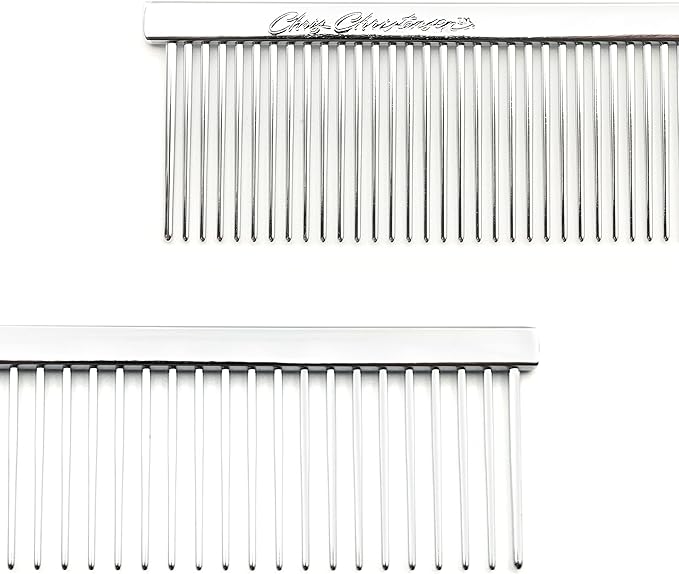 Chris Christensen Groomer's Bundle - 20 mm Original Series Oblong Pin Brush, Stainless Steel Pins, Beech Wood - 000 7.5 in. Greyhound Style Fine/Coarse Buttercomb, Stainless Steel, Prevents Friction
