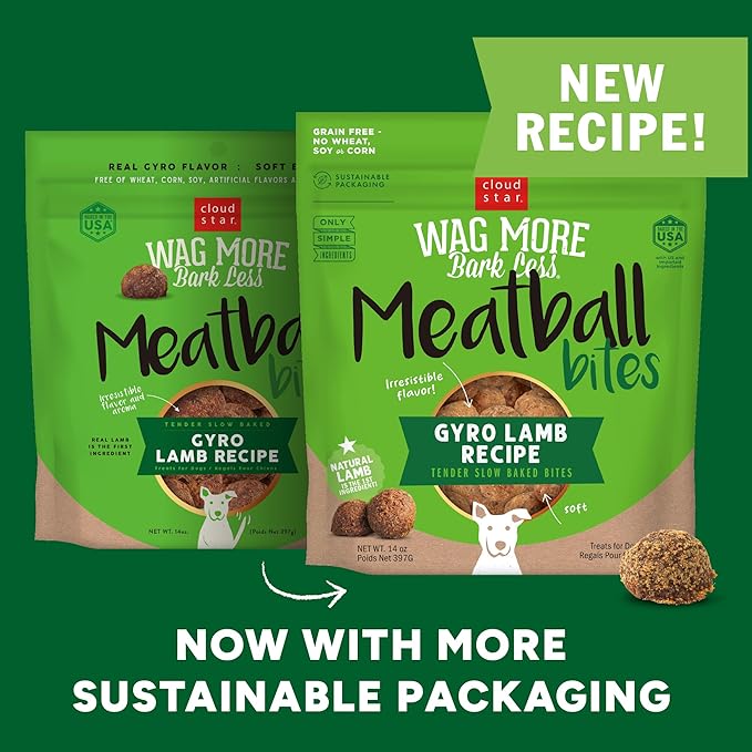 Cloud Star Wag More Bark Less Grain Free Meatballs Lamb Recipe 14 oz.