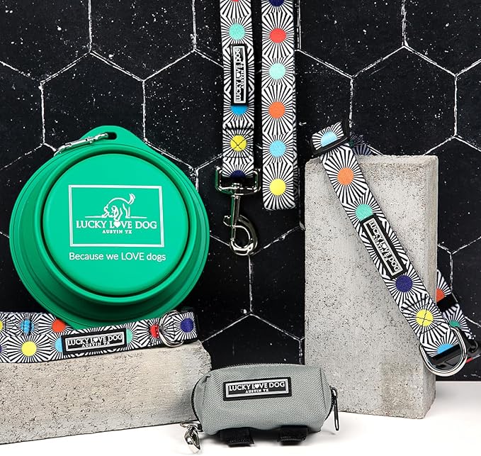 Lucky Love Dog, Adjustable Fun Style Martingale Collar for Dogs, Comfy & Bright Color, Premium No Slip Dog Collar - (Small, SOCO Mart - Combo)