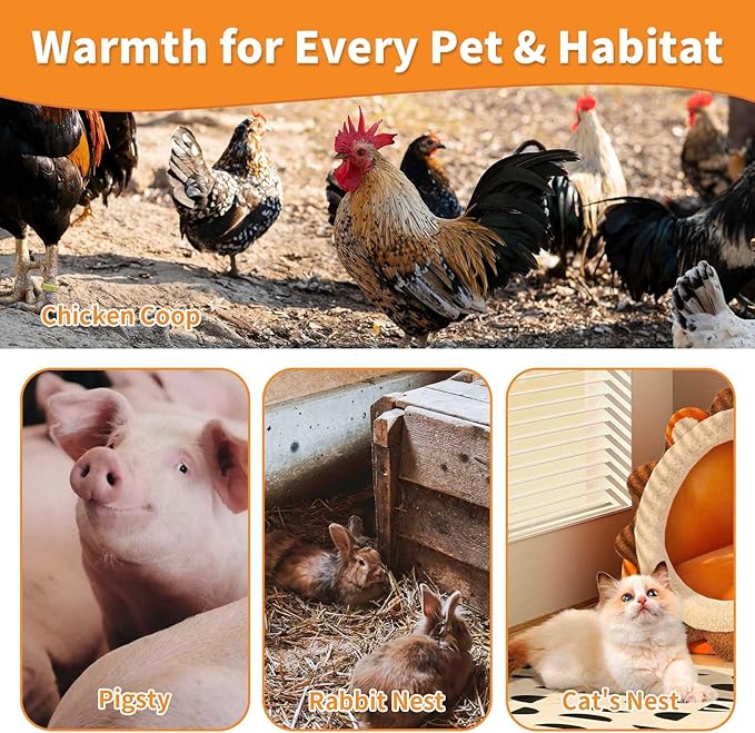 Neighborhood Dog House Heater 50W, Three Gears Adjustable Temperature, Wall Mount, Anti Chew Cord, Waterproof Control, Overheat Protection, Suit Most Dog House Cat Cage Chicken Coop