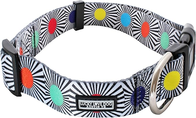 Lucky Love Dog, Adjustable Fun Style Collar for Dogs, Comfortable & Soft Bright Color Dog Collar - (Medium, SOCO Collar)
