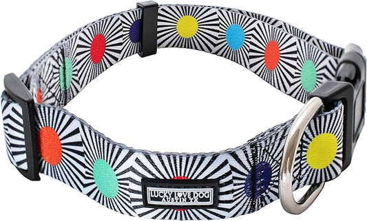 Lucky Love Dog, Adjustable Fun Style Collar for Dogs, Comfortable & Soft Bright Color Dog Collar - (Medium, SOCO Collar)